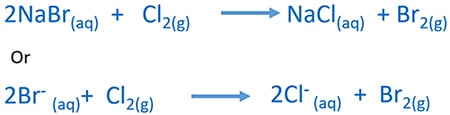 produce bromine gas by reacting NaBr with chlorine gas 